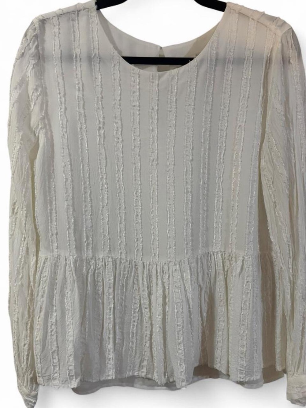 LOFT Ivory Long Sleeve Peplum Blouse